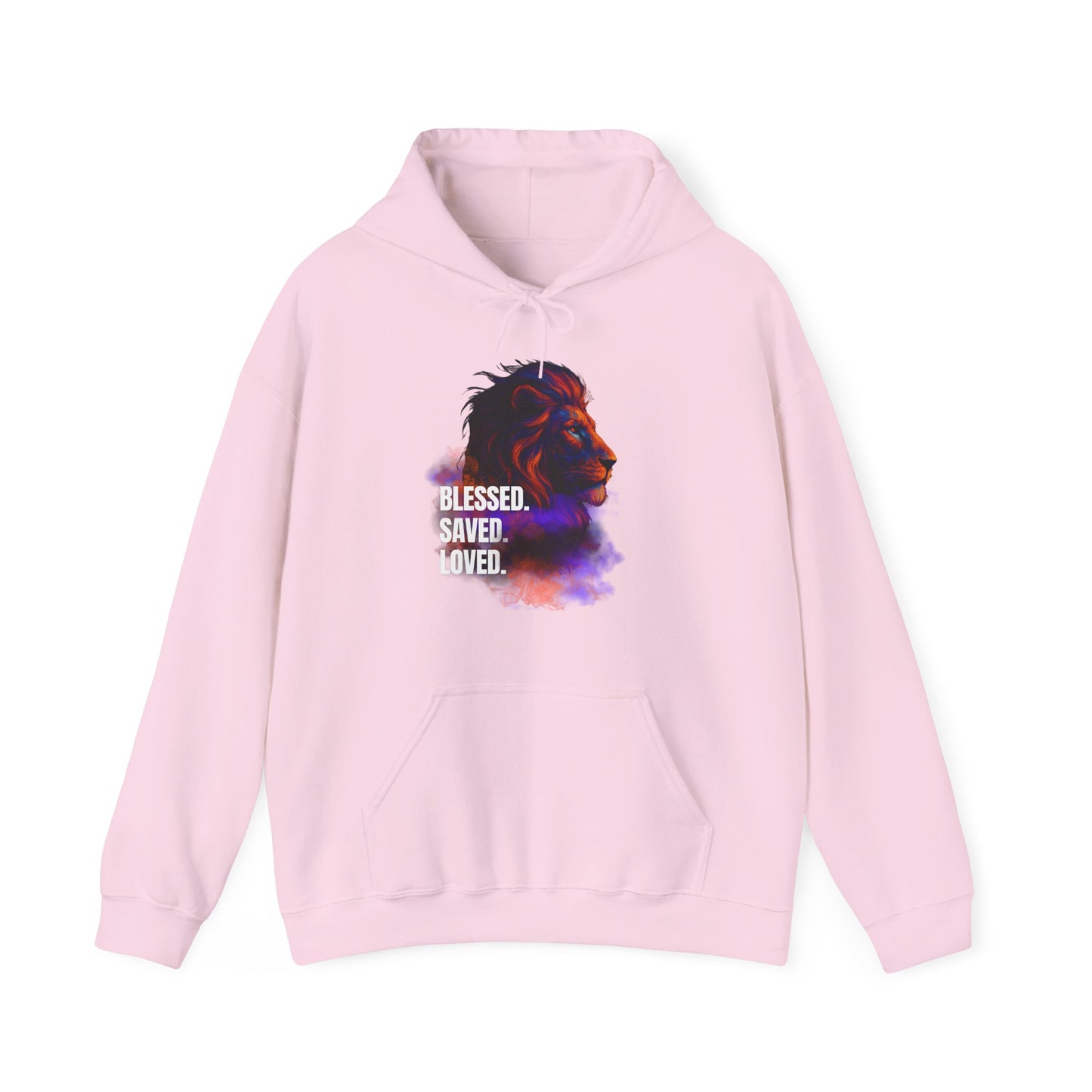 Blessed, Saved, Loved Lion Hoodie - Unisex Heavy Blend Sweatshirt