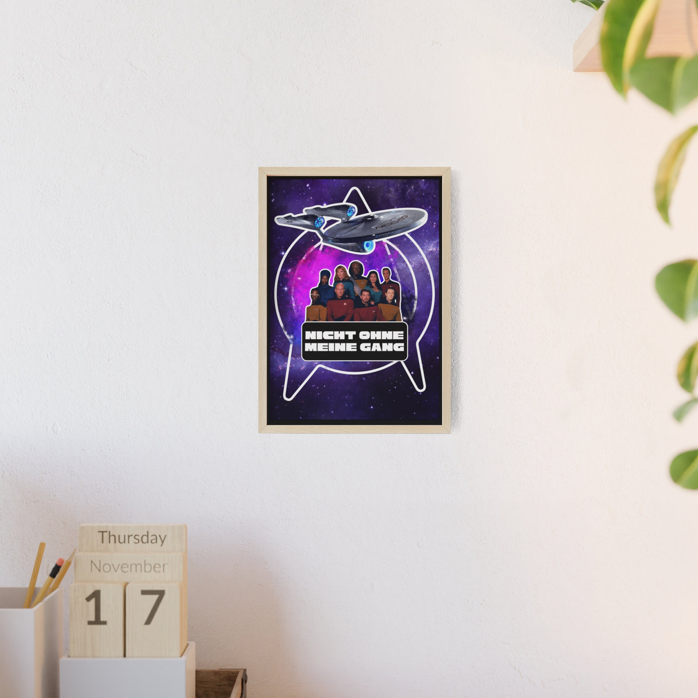Starship Adventure Poster with Wooden Frame | Sci-Fi Wall Art, Geek Decor,