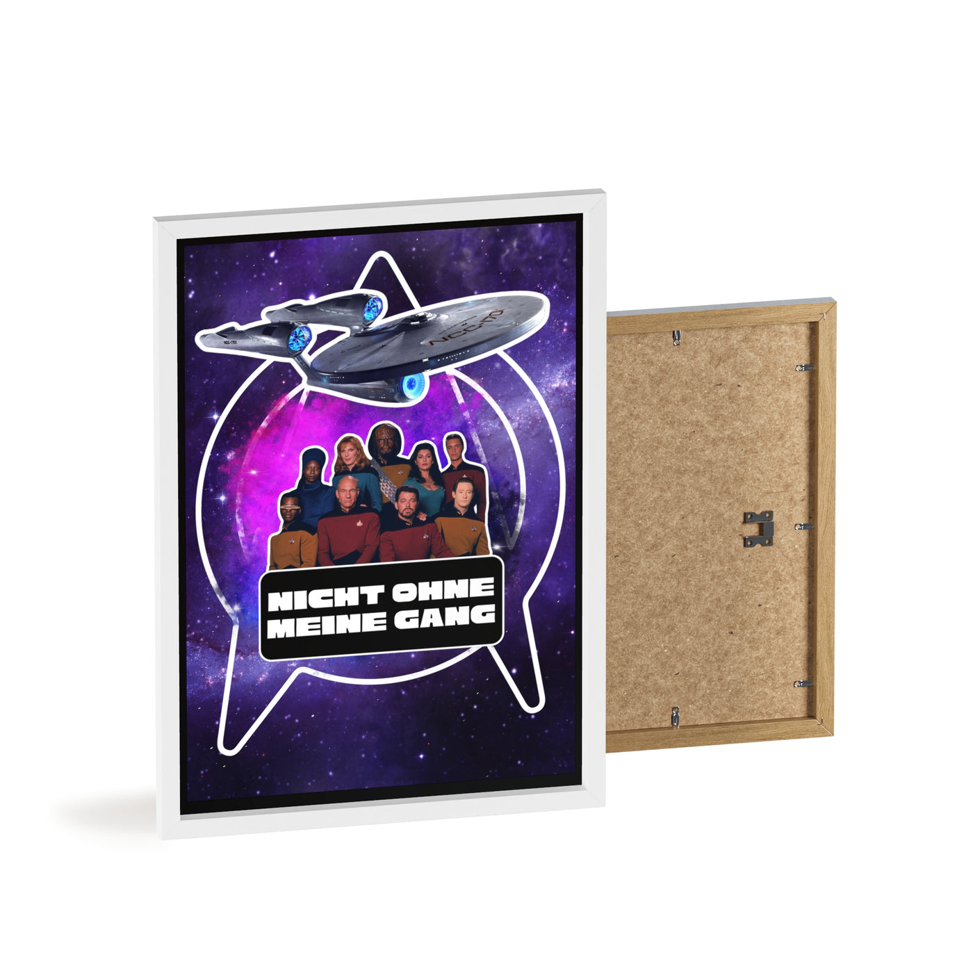 Starship Adventure Poster with Wooden Frame | Sci-Fi Wall Art, Geek Decor,