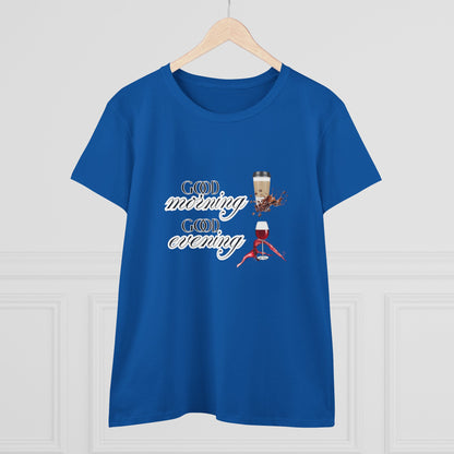 Good Morning - Good Evening  Cotton Tee, Women's Graphic Shirt