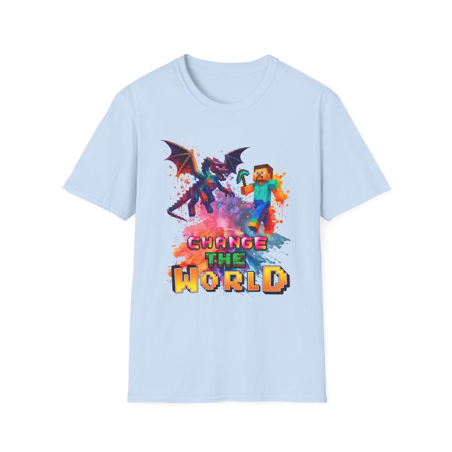 Minecraft Change the World Video Game T-Shirt - Unisex Softstyle Tee for Gamers