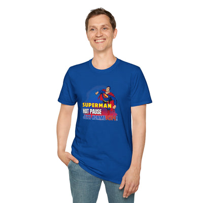 Superman Pause Unisex Softstyle T-Shirt - Fun Graphic Tee for Comic Fans