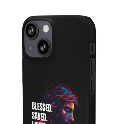Blessed Saved loved - Snap Case - Jesus