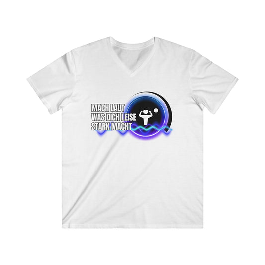 Men's Motivational Fitted V-Neck Tee - "Mach Laut Was Dich Leise Stark Macht"