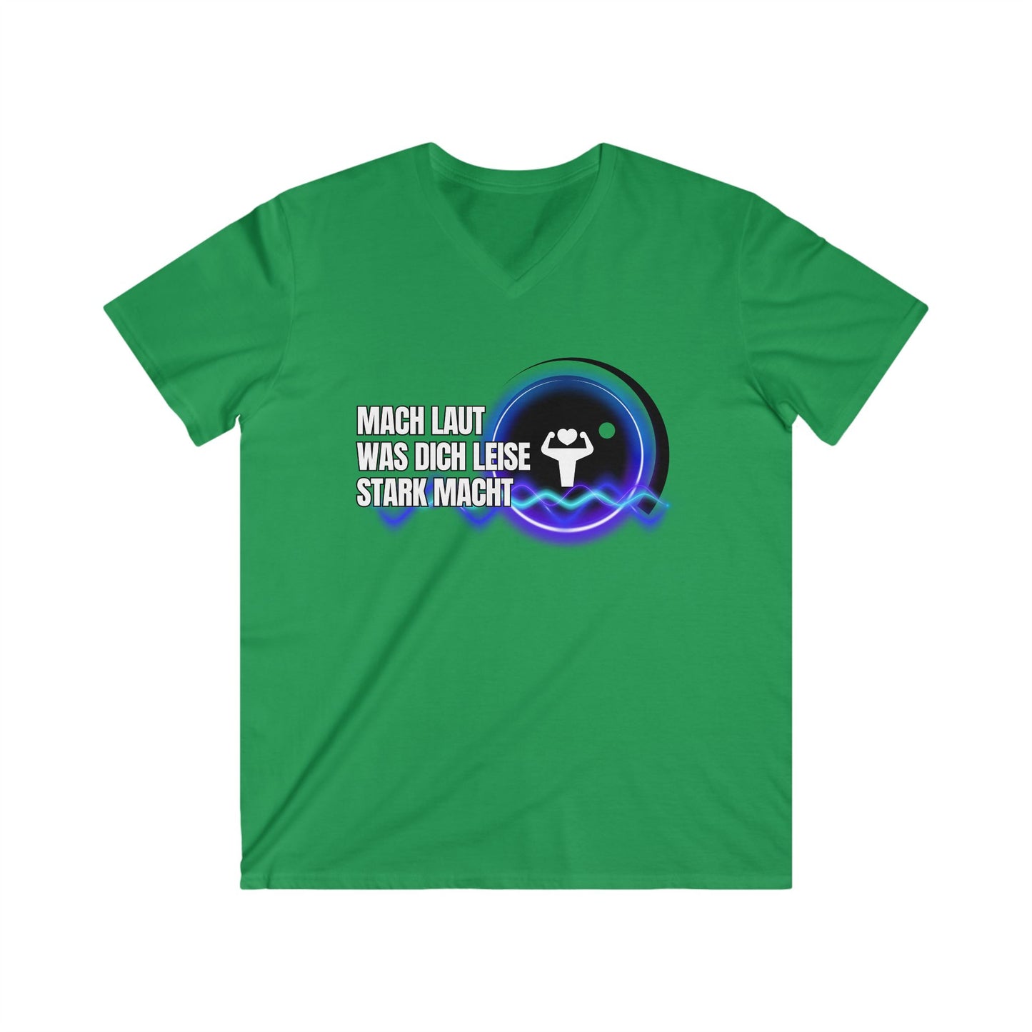 Men's Motivational Fitted V-Neck Tee - "Mach Laut Was Dich Leise Stark Macht"