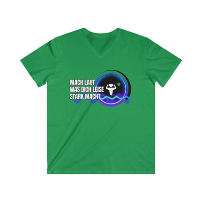 Men's Motivational Fitted V-Neck Tee - "Mach Laut Was Dich Leise Stark Macht"