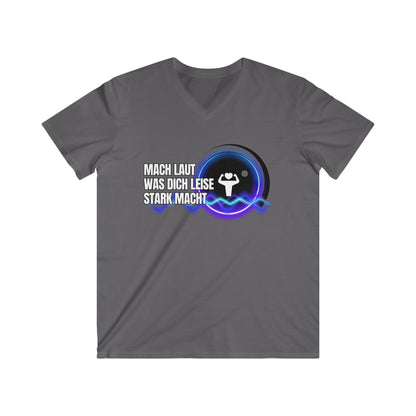 Men's Motivational Fitted V-Neck Tee - "Mach Laut Was Dich Leise Stark Macht"
