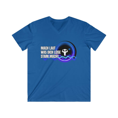 Men's Motivational Fitted V-Neck Tee - "Mach Laut Was Dich Leise Stark Macht"