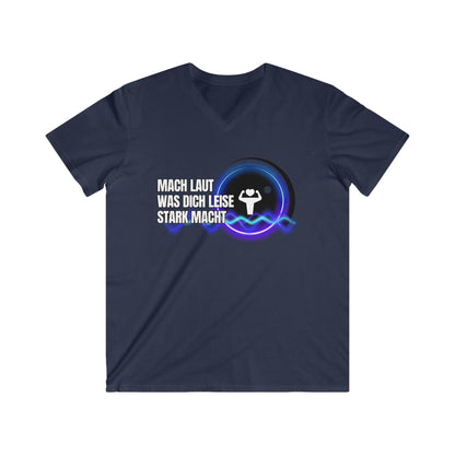 Men's Motivational Fitted V-Neck Tee - "Mach Laut Was Dich Leise Stark Macht"