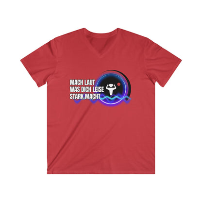 Men's Motivational Fitted V-Neck Tee - "Mach Laut Was Dich Leise Stark Macht"