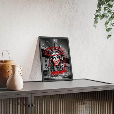 Freedom Poster with Wooden Frame - NYC Decor, Wall Art