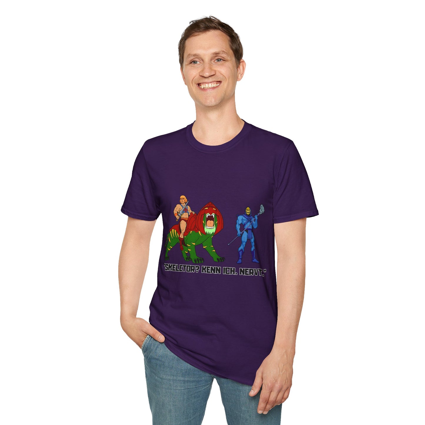 He-Man Retro Graphic Tee, Unisex Softstyle Shirt for Fans, Vintage Cartoon Apparel, Gift for Geeks, Nostalgic T-Shirt