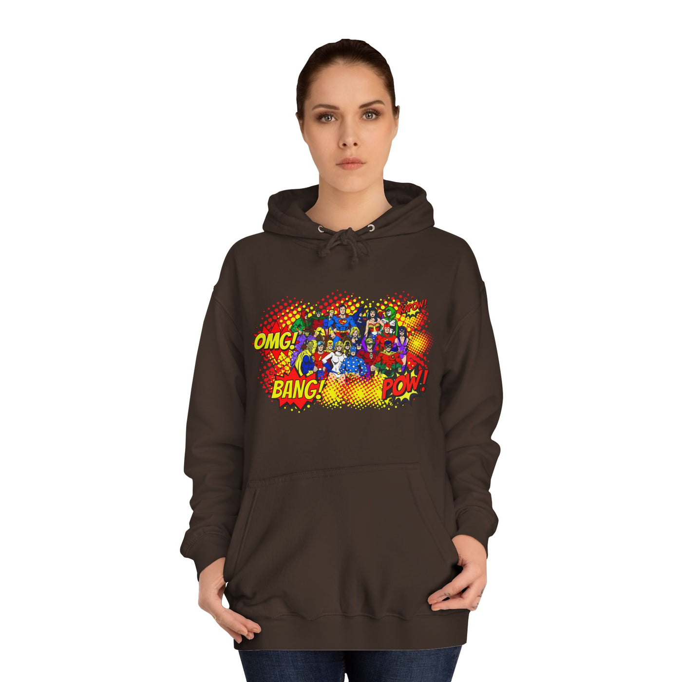 Superhero Graphic Hoodie, Unisex College Sweatshirt, Marvel DC Fans Apparel, Comic Book Lover Gift, Fun Cosplay Outfit
