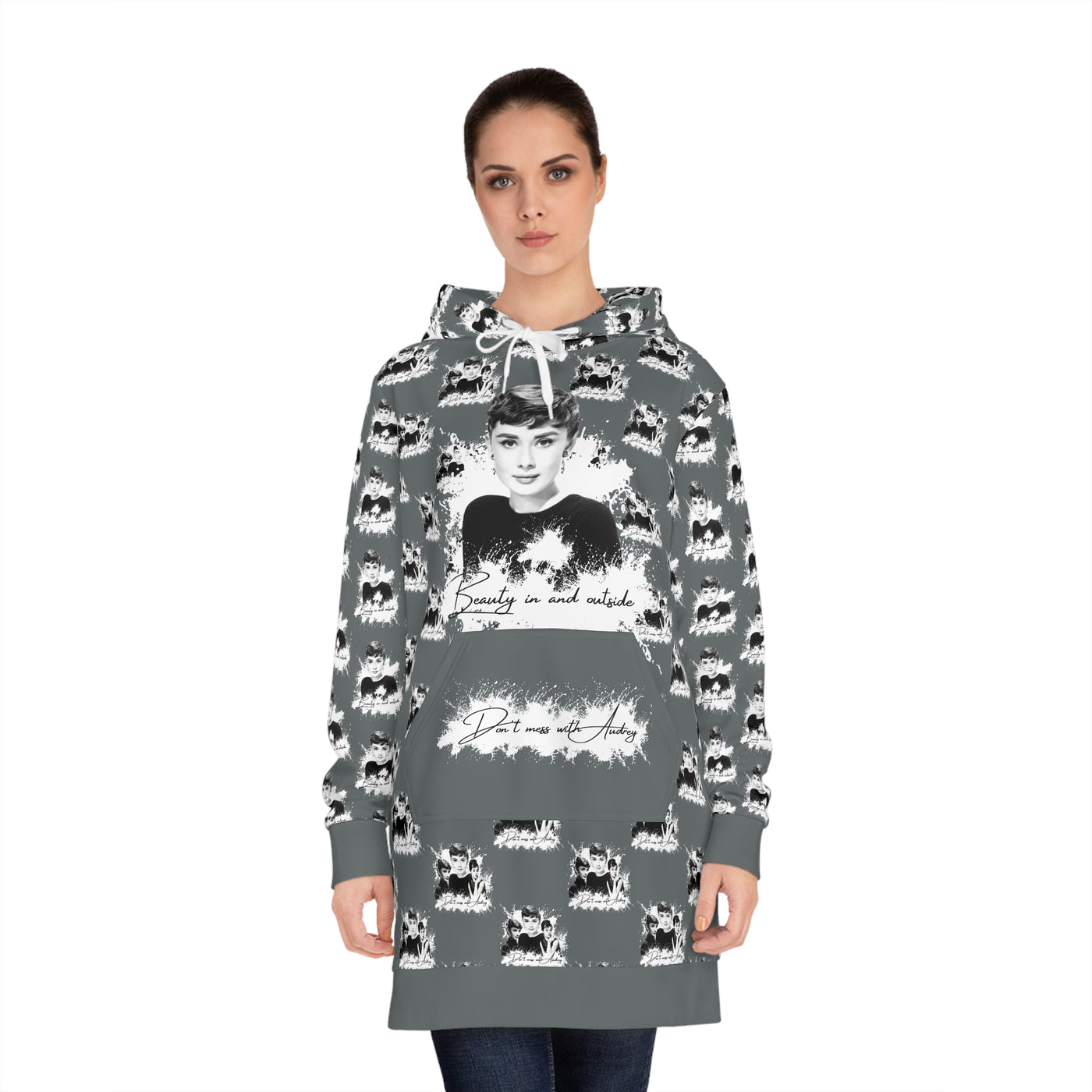 Audrey Inspired Women's Hoodie Dress - "Beauty Is Not Wasted"
