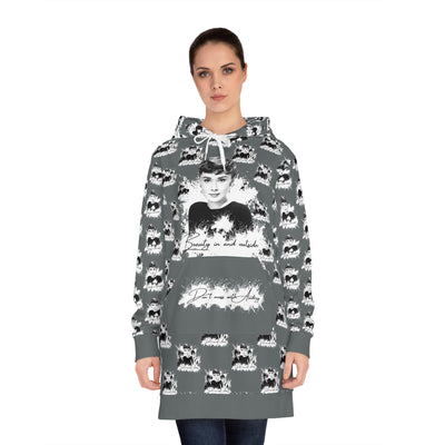 Audrey Inspired Women's Hoodie Dress - "Beauty Is Not Wasted"