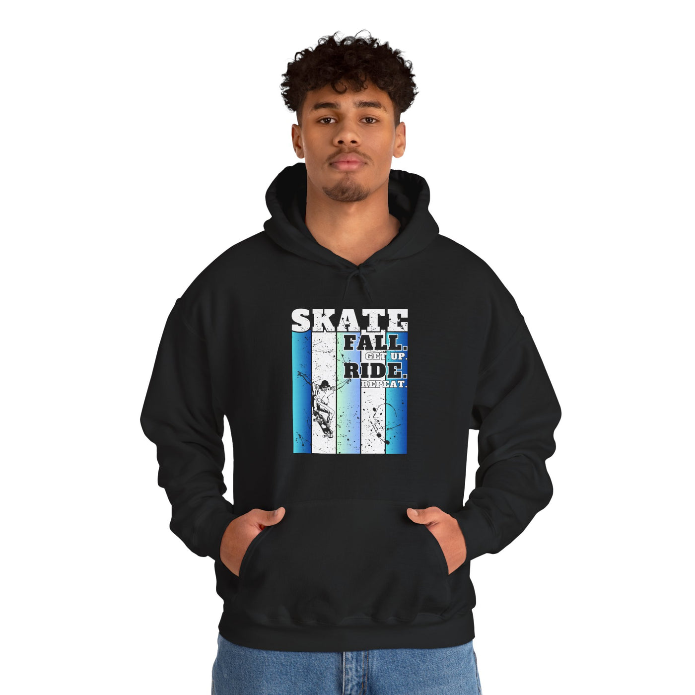 Skateboarding Warmup Hoodie - 'Skate Fall Get Up Ride Repeat' Design