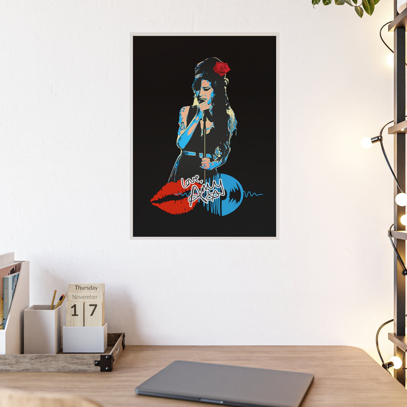 Love Amy Winehouse Poster with Wooden Frame - Vibrant Wall Art for Music Lovers