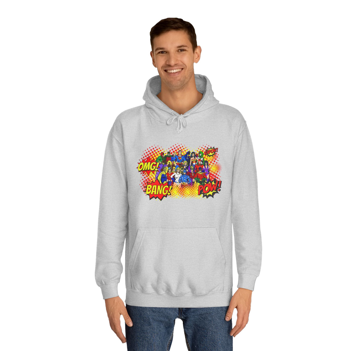 Superhero Graphic Hoodie, Unisex College Sweatshirt, Marvel DC Fans Apparel, Comic Book Lover Gift, Fun Cosplay Outfit