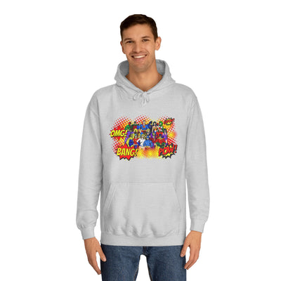 Superhero Graphic Hoodie, Unisex College Sweatshirt, Marvel DC Fans Apparel, Comic Book Lover Gift, Fun Cosplay Outfit