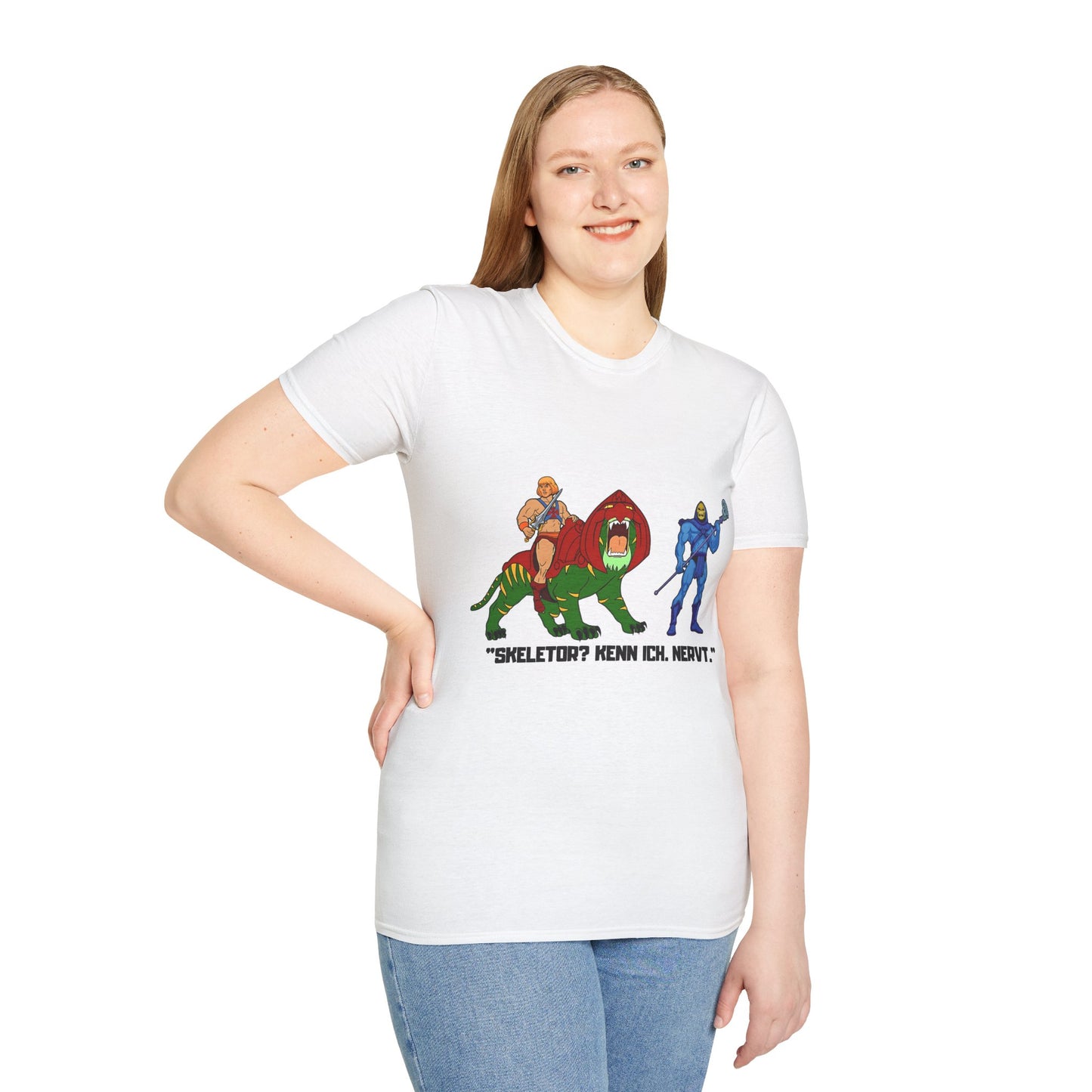 He-Man Retro Graphic Tee, Unisex Softstyle Shirt for Fans, Vintage Cartoon Apparel, Gift for Geeks, Nostalgic T-Shirt