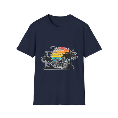 Dust in the Wind Unisex Jersey Tee – Retro Motorcycle & Palm Trees Design