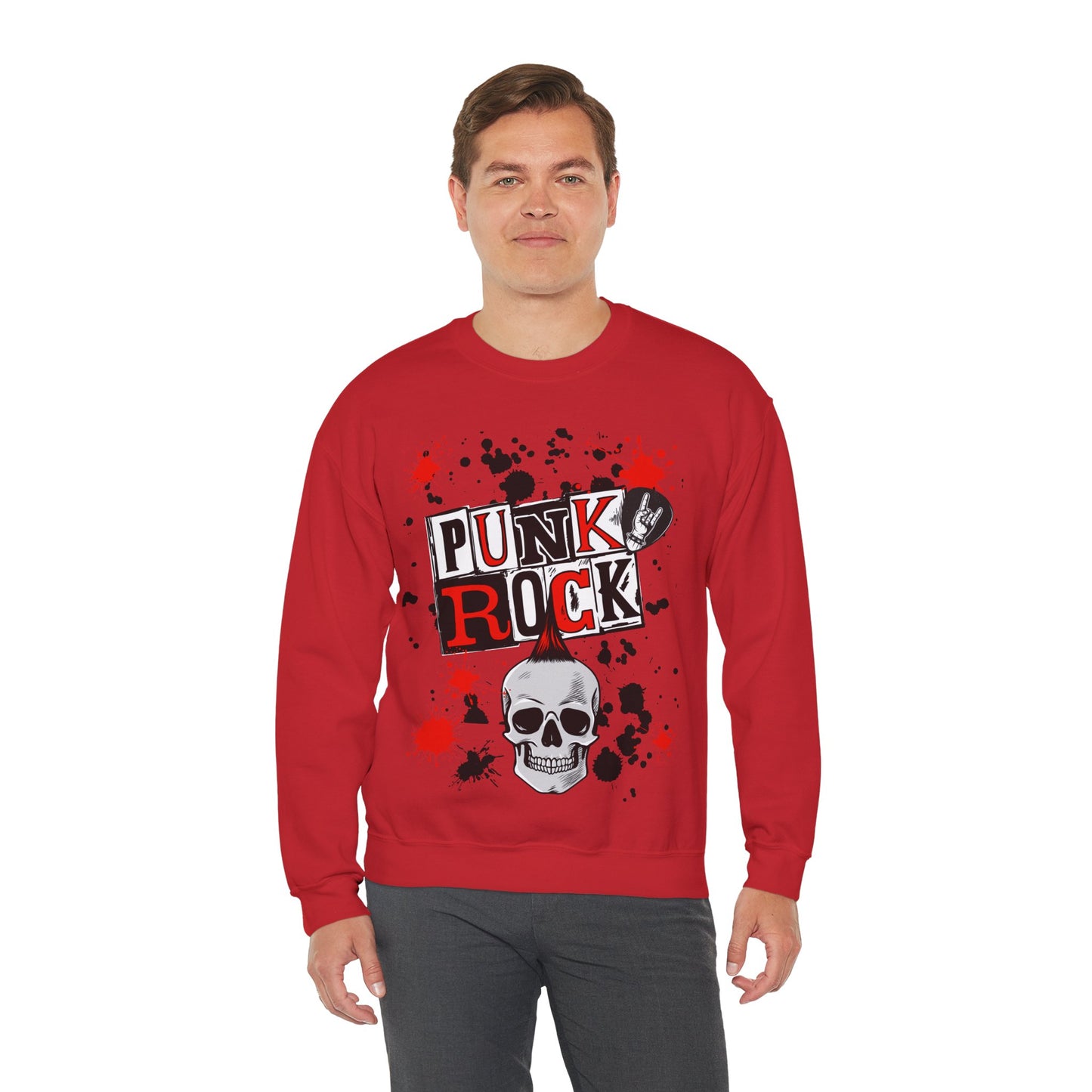Punk Rock Crewneck Sweatshirt, Casual Streetwear Gift, Music Lover Apparel, Fall Fashion Layer, Unique Graphic Sweater