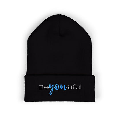 Vibrant "BeYoutiful" Cuffed Beanie - Stylish Embroidered Hat for Self-Expression