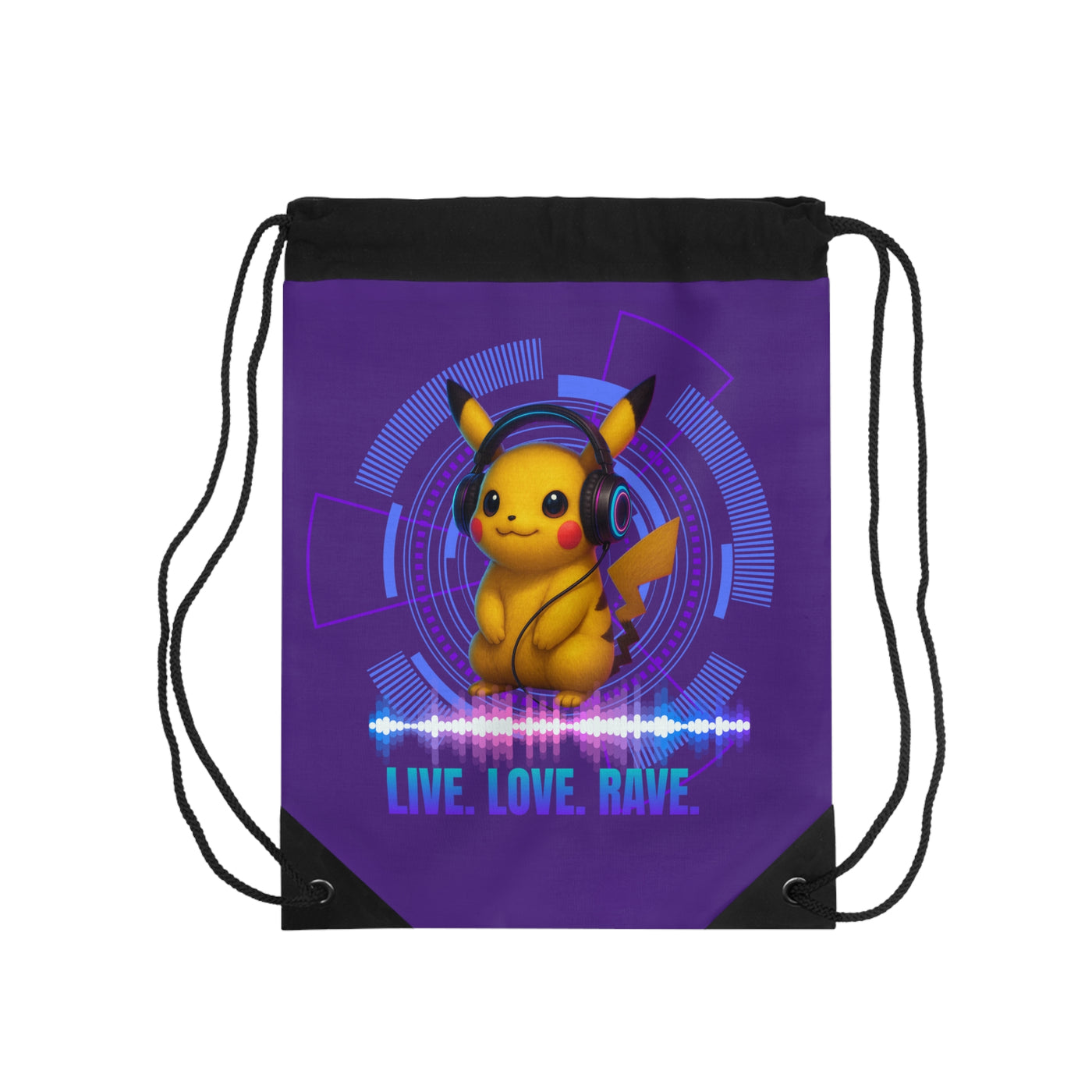 Rave Pokemon Drawstring Bag - Live Love Rave, Gym Bag, Tunrbeutel, Music Festivals
