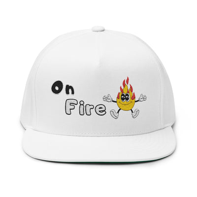 Embroidered Flat Bill Cap - "on fire"