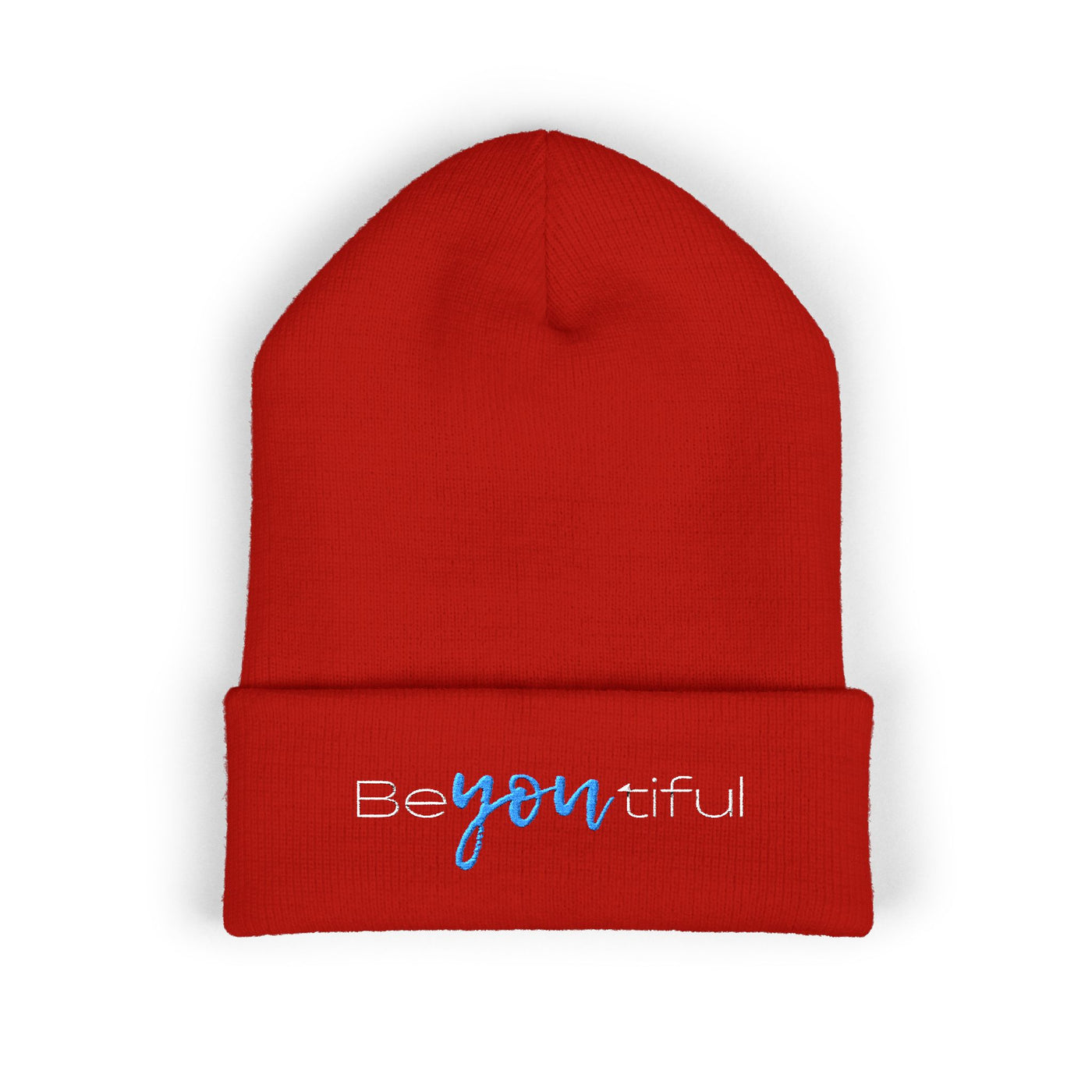 Vibrant "BeYoutiful" Cuffed Beanie - Stylish Embroidered Hat for Self-Expression