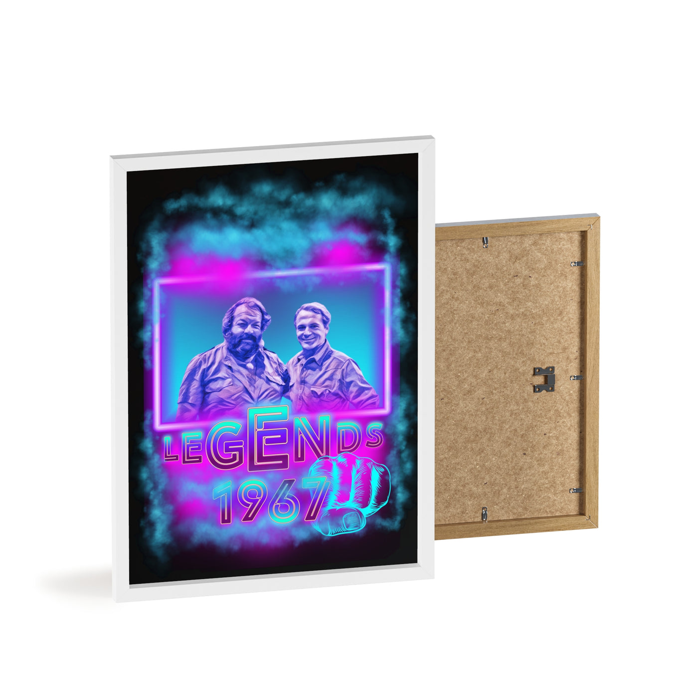 Retro Legends Poster with Wooden Frame - 1967 Nostalgia Art Bud Spencer &amp; Terence Hill