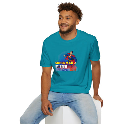 Superman Pause Unisex Softstyle T-Shirt - Fun Graphic Tee for Comic Fans
