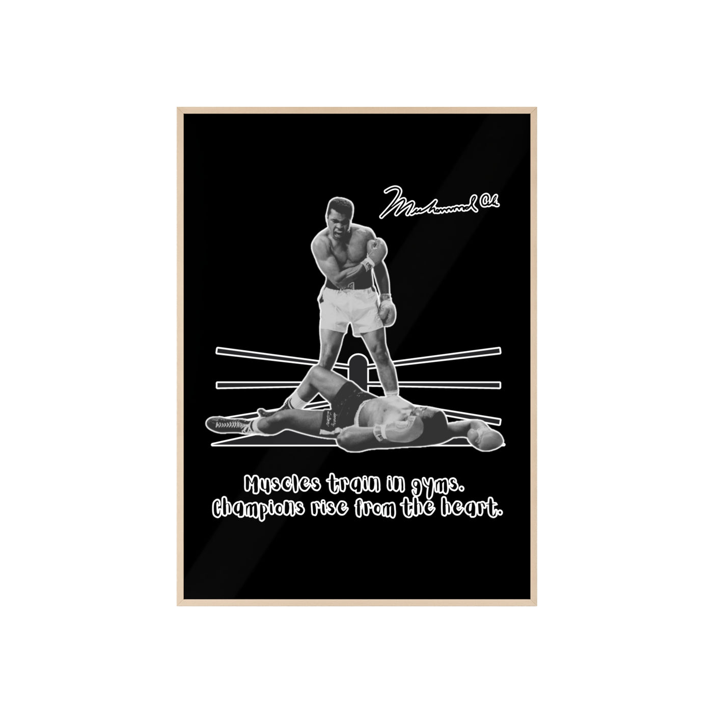 Boxing Inspired Wall Art Poster with Wooden Frame - Muhammad Ali 