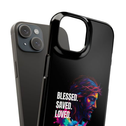 Blessed Saved Loved -  Snap Case Handyhülle - Jesus
