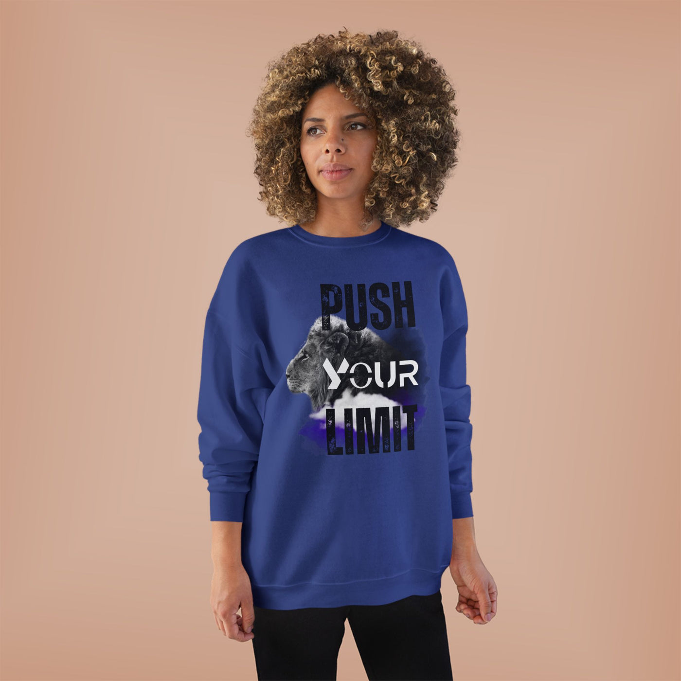 Motivational Lion Sweatshirt - Push Your Limit - Unisex EcoSmart