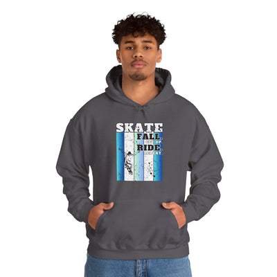 Skateboarding Warmup Hoodie - 'Skate Fall Get Up Ride Repeat' Design