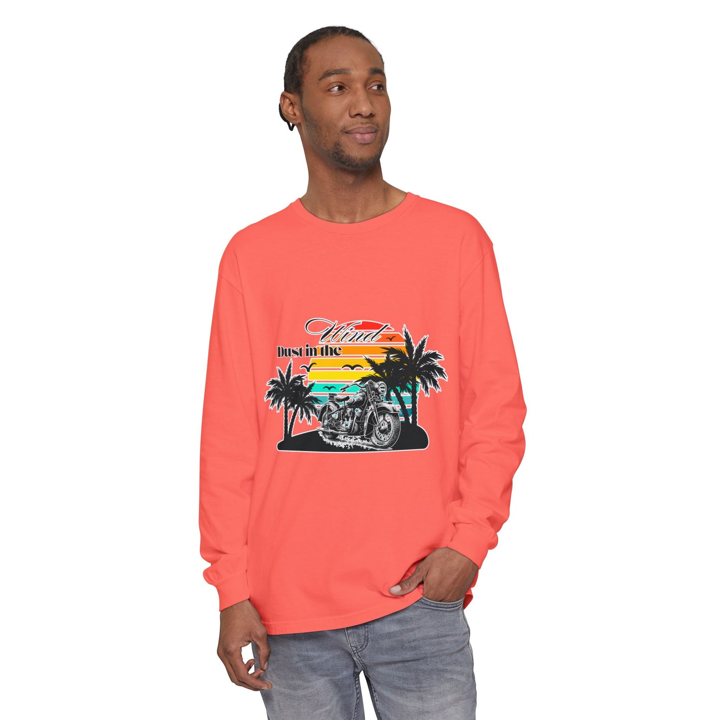 Dust in the Wind - Vintage Motorcycle & Sunset Design