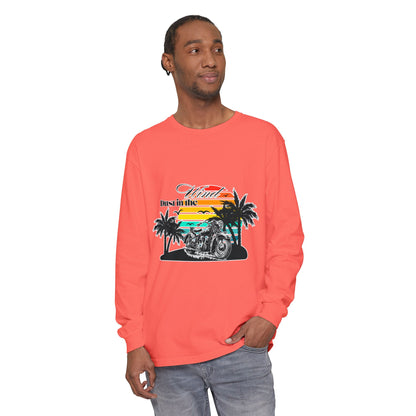 Dust in the Wind - Vintage Motorcycle & Sunset Design