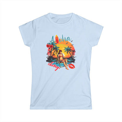 Aloha Cherry Women's Softstyle Shirt Rockabilly
