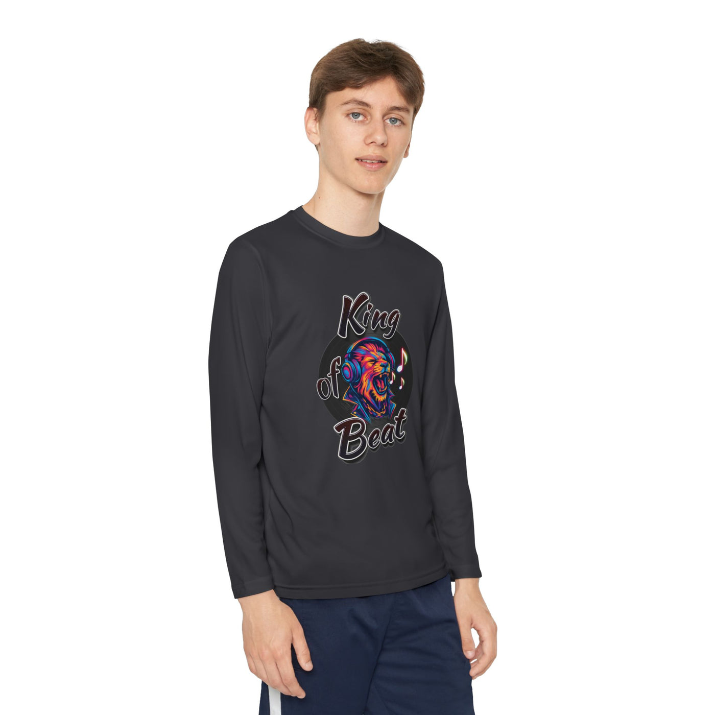 King of Beat Youth Long Sleeve Tee - Perfect for Young Musicians! 