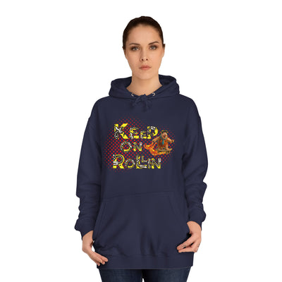 'Keep On Rollin' Design Unisex College Hoodie Flintstones Feuerstein