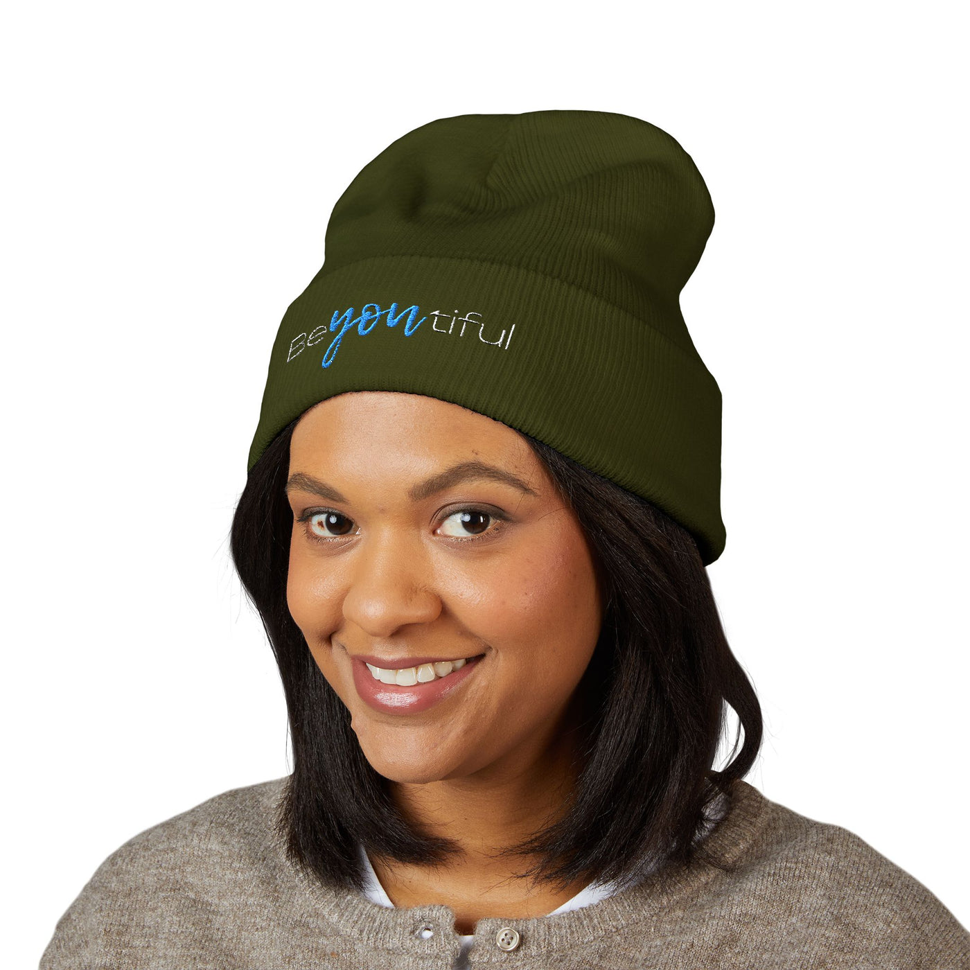 Vibrant "BeYoutiful" Cuffed Beanie - Stylish Embroidered Hat for Self-Expression