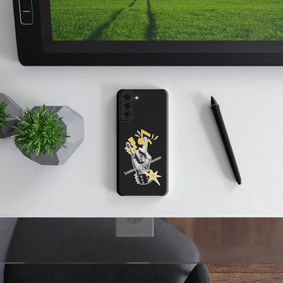 Handyhülle stylish Slim Snap Case for Music Lovers "louder than manowar" Rock Hand Design,