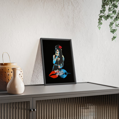 Love Amy Winehouse Poster with Wooden Frame - Vibrant Wall Art for Music Lovers