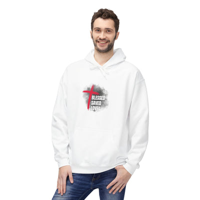 Faith-Inspired Hoodie: Blessed, Saved, Loved - Christian JESUS