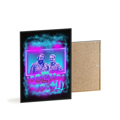 Retro Legends Poster with Wooden Frame - 1967 Nostalgia Art Bud Spencer &amp; Terence Hill