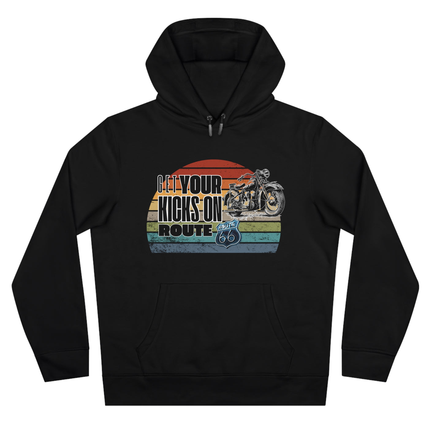 Retro Route 66 Motorcycle Hoodie Sweatshirt - Get your kicks on route 66