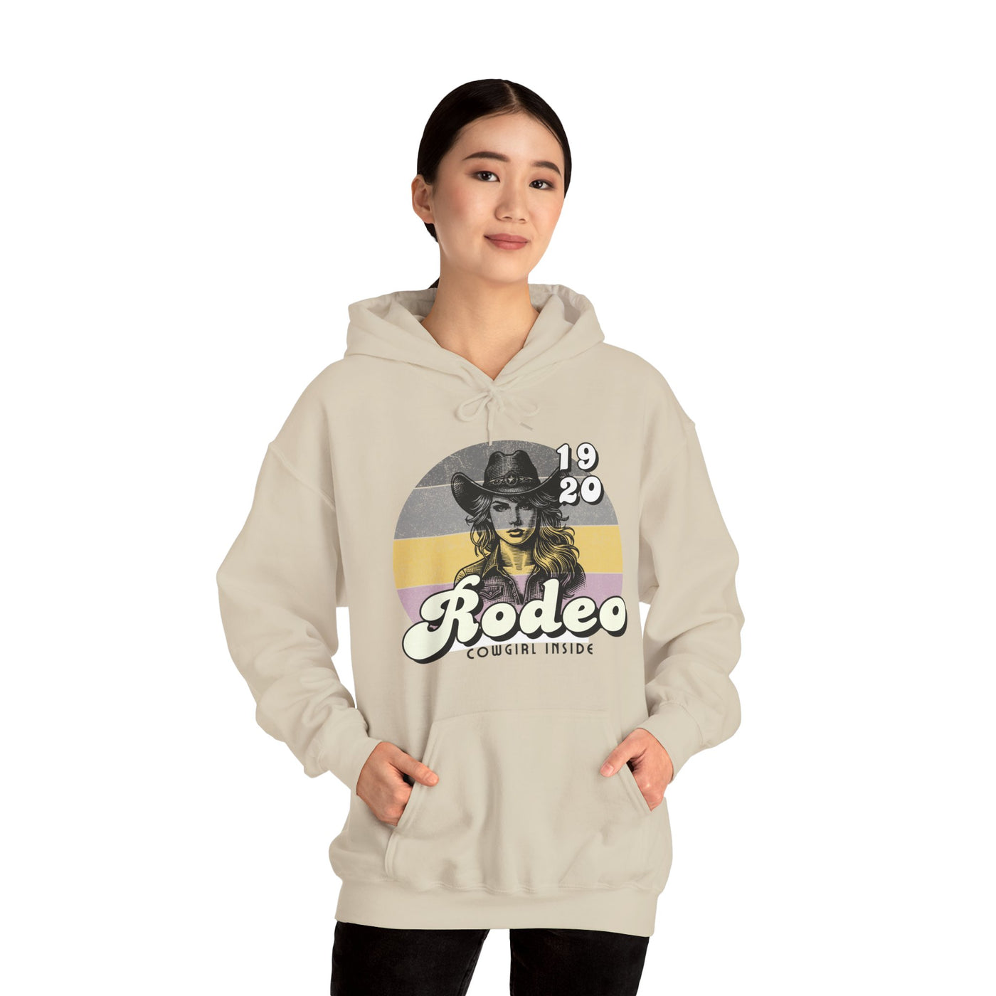 Rodeo Cowgirl Hooded HOODIE - Unisex Heavy Blend™ - Retro Style