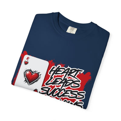 Heart Leads Success Unisex Heavy Cotton Tee | Graphic Tee | Casual Wear | Gift for Gamers | Inspirational Fashion | Streetwear