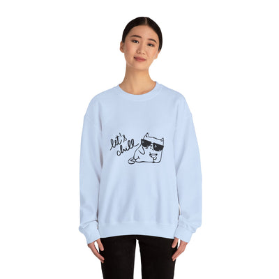 Let's Chill Cat Sweatshirt - Unisex Garment-Dyed Pullover for Cozy Days